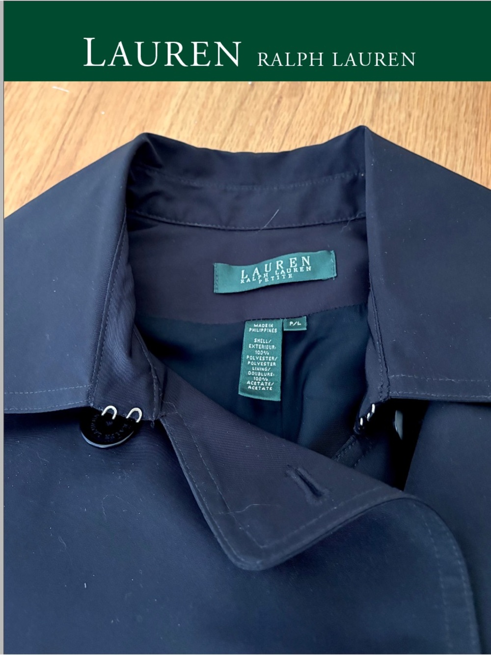 Vintage Lauren Ralph Lauren Short Swing Trench Coat Pleated Back Jacket